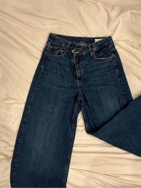 Zara Dark Blue Wide-Leg High-Rise Jeans